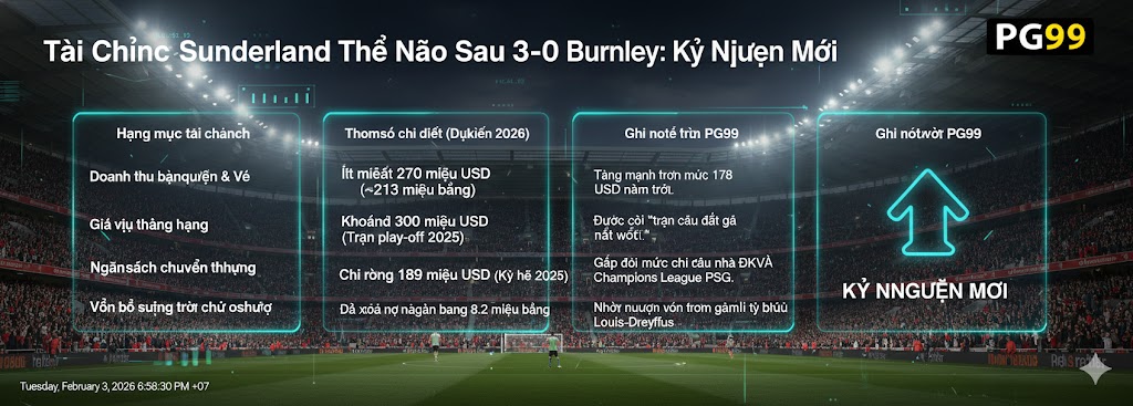Tài Chính Sunderland Thế Nào Sau 3-0 Burnley: Kỷ Nguyên Mới
